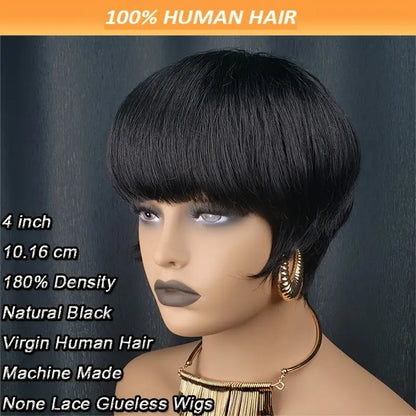 Chic Pixie Cut Wig with Blunt Bangs