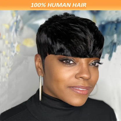 Chic Pixie Cut Wig with Blunt Bangs