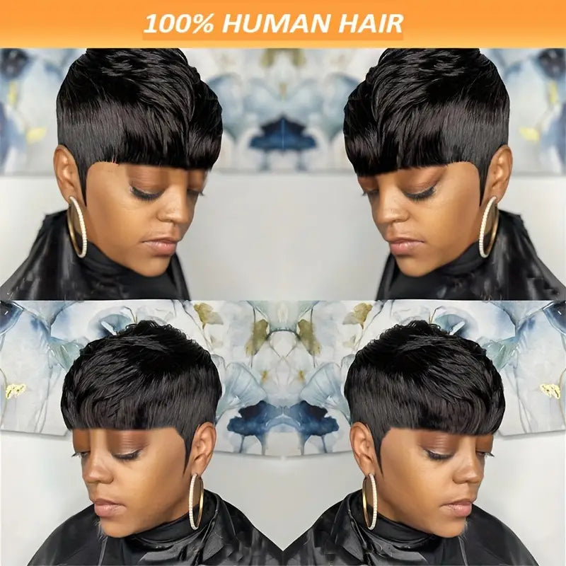 Chic Pixie Cut Wig with Blunt Bangs