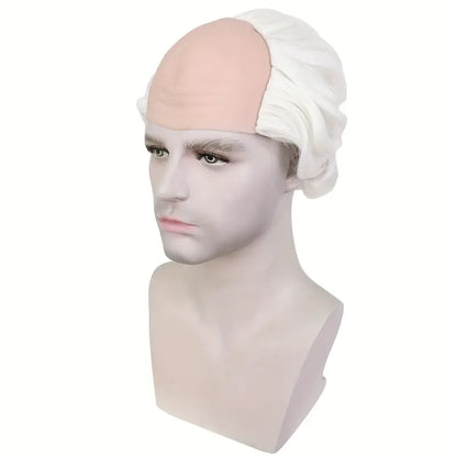 Cosplay White Short Bald Head Wig – 8 Inch Synthetic Fiber Hair