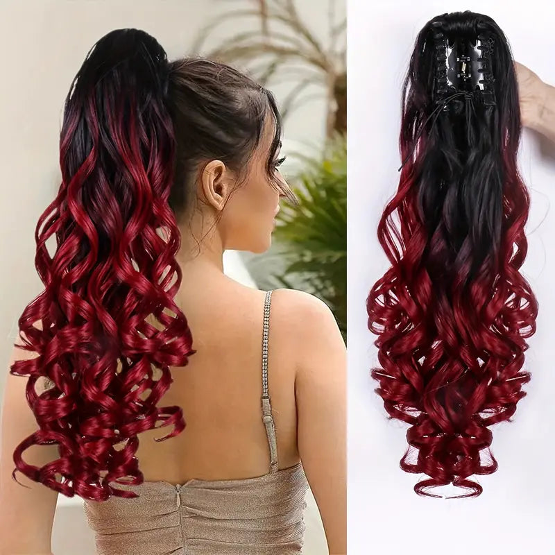 Elegant Claw-Clip Ponytail Extension for Women – Ombre Curly Wave