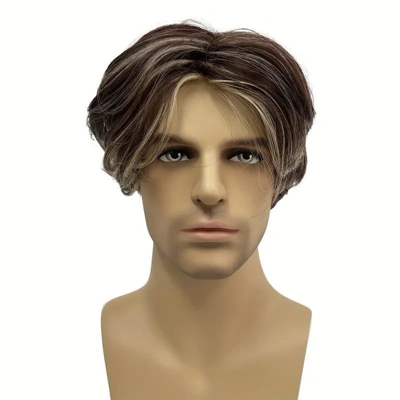 Elegant Men's Short Wig with Highlights