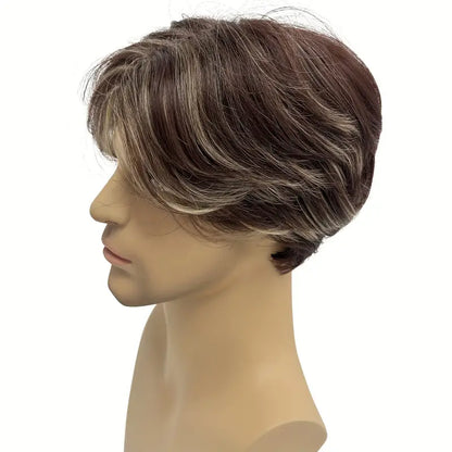 Elegant Men's Short Wig with Highlights