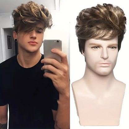 Elegant Men's Short Woven Wig - Versatile Fashion Accessory