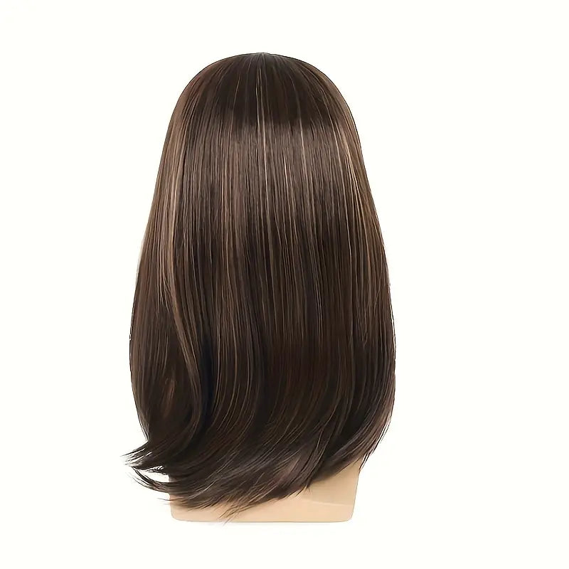 Elegant Men's Synthetic Wig - Mid-Length Straight, Breathable Rose Net Cap