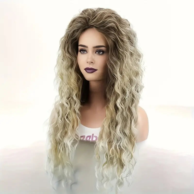 Elegant Ombre Curly Wig for Women - 26 Inch Heat-Resistant Synthetic Hair