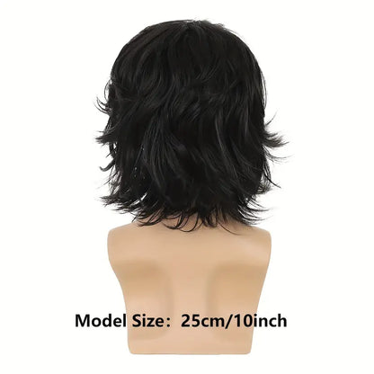 Elegant Short Curly Wig for Men - Light Brown