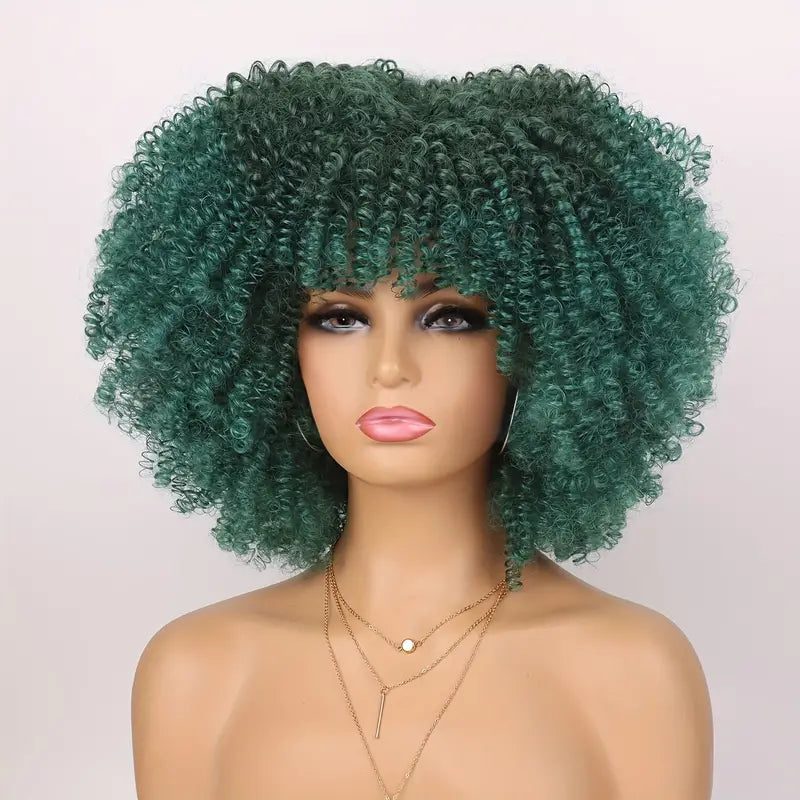 Emerald Green Synthetic Hair Wig – Stylish & Versatile