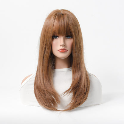 European & American Long Straight High-Temperature Synthetic Wig