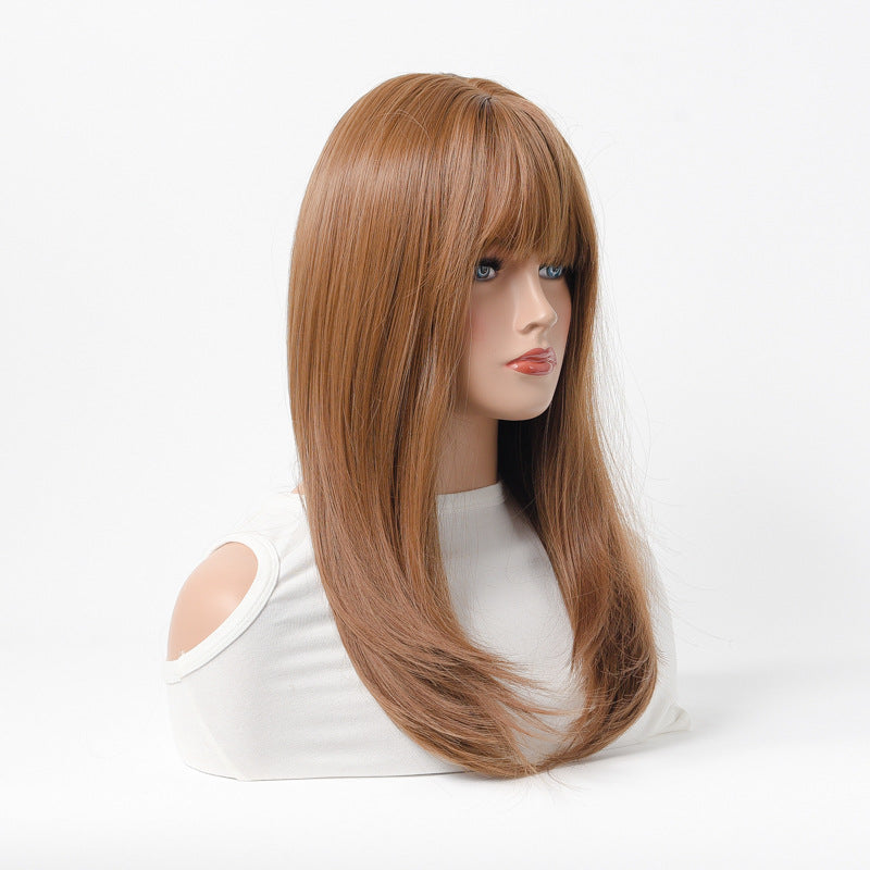 European & American Long Straight High-Temperature Synthetic Wig