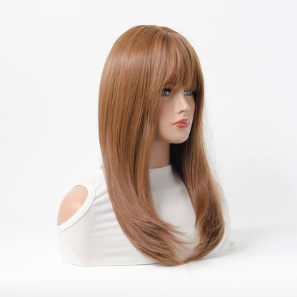 European & American Long Straight High-Temperature Synthetic Wig