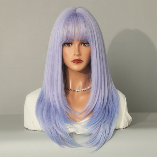 European and American Purple Synthetic Wig - Long Straight Style