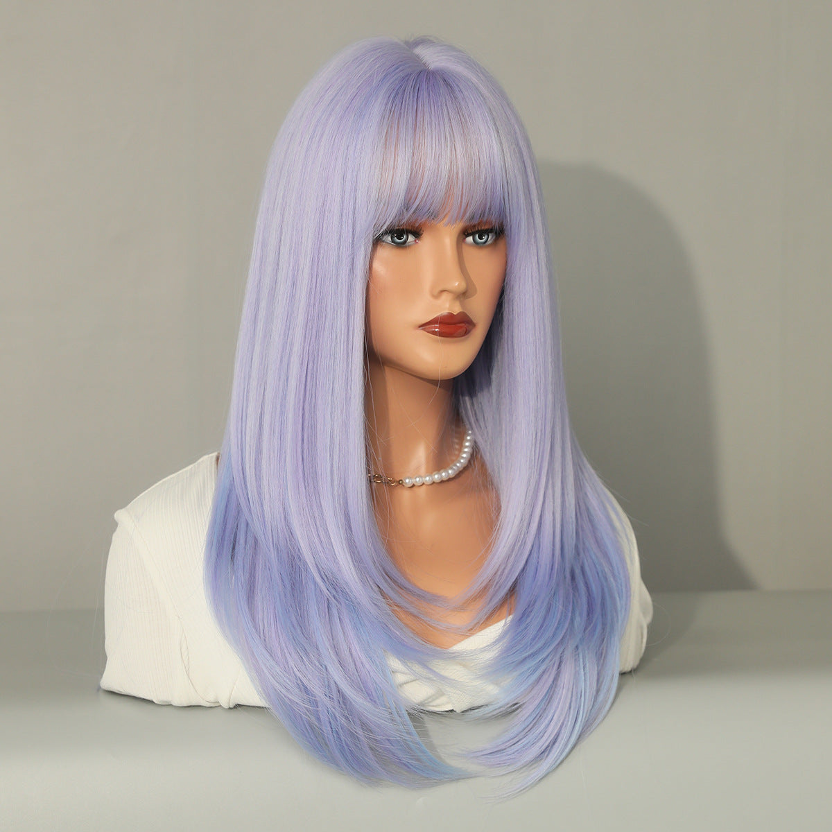 European and American Purple Synthetic Wig - Long Straight Style