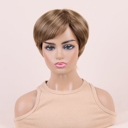 European and American Short Straight Gradient Blonde Wig for Women