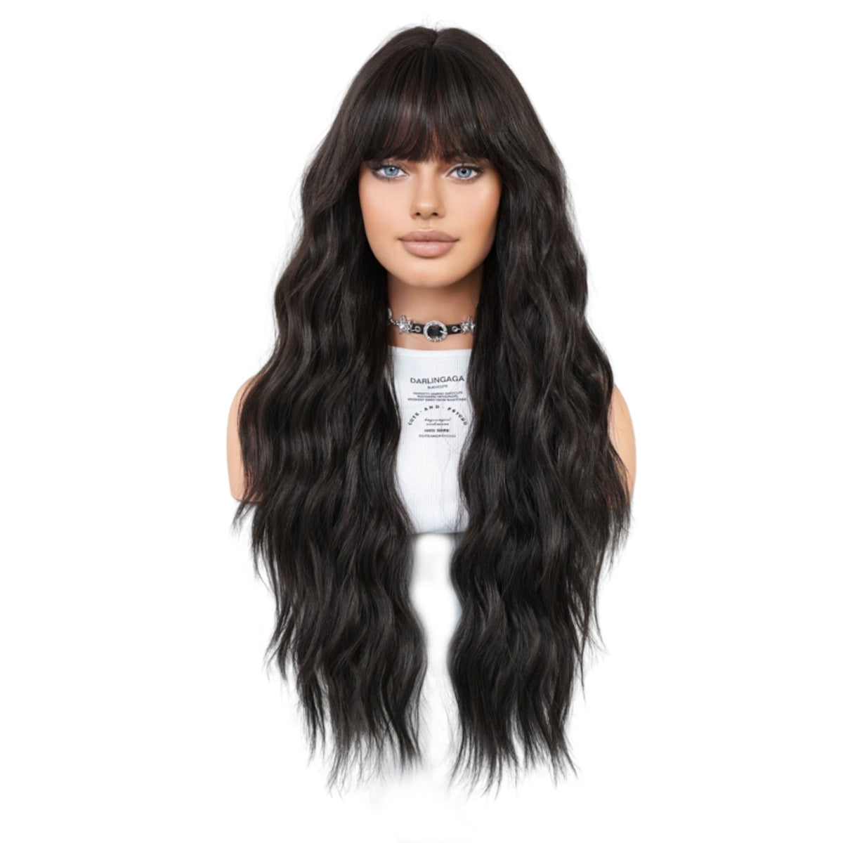 European and American Style Synthetic Wig - Long, Wavy, Natural Black