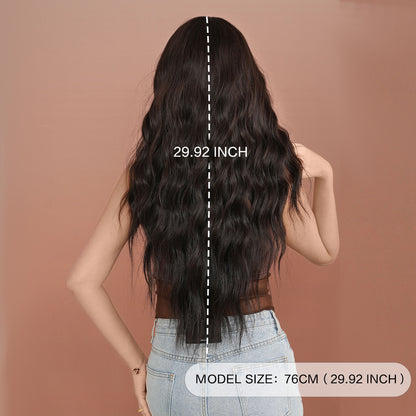 European and American Style Synthetic Wig - Long, Wavy, Natural Black