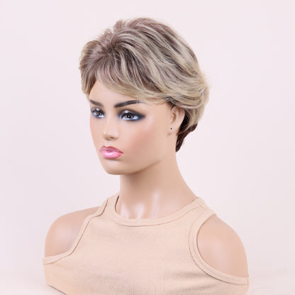 European and American Style Synthetic Wig for Women - Short Straight, High Elasticity