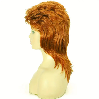 Fantasy Brown-Blonde Herringbone Wig: 80s Disco Shoulder-Length Layered Heat-Resistant Synthetic Wig