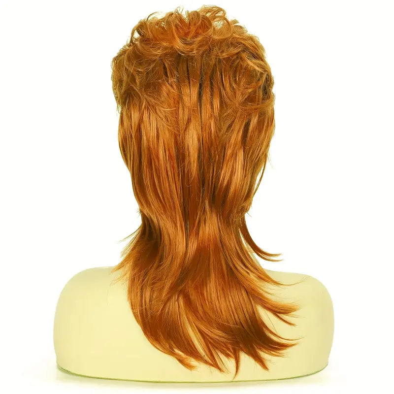 Fantasy Brown-Blonde Herringbone Wig: 80s Disco Shoulder-Length Layered Heat-Resistant Synthetic Wig