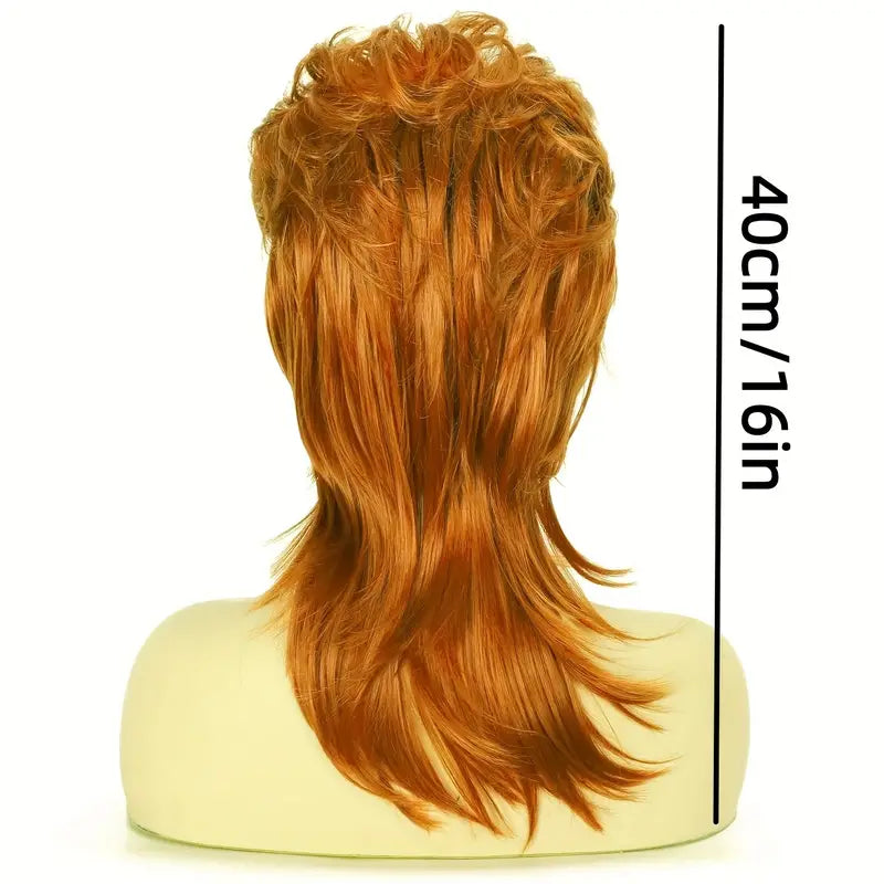 Fantasy Brown-Blonde Herringbone Wig: 80s Disco Shoulder-Length Layered Heat-Resistant Synthetic Wig