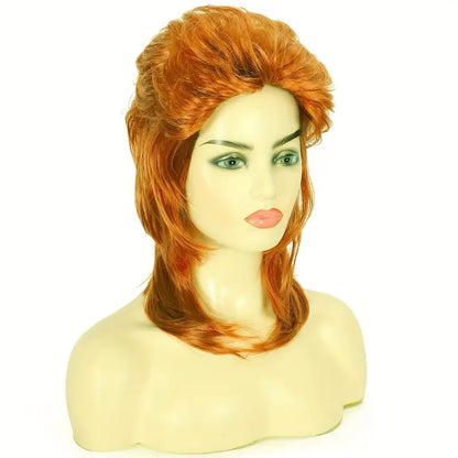 Fantasy Brown-Blonde Herringbone Wig: 80s Disco Shoulder-Length Layered Heat-Resistant Synthetic Wig