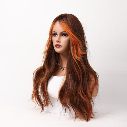 Flame Orange Long Curly Wig