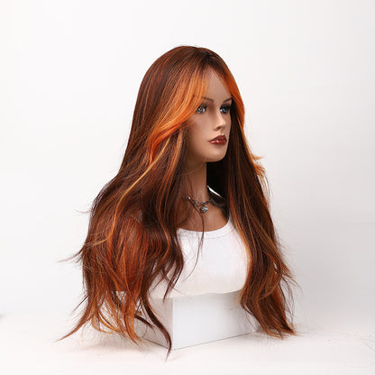 Flame Orange Long Curly Wig