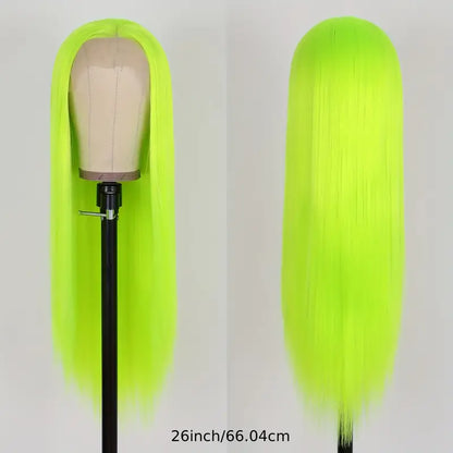 Fluorescent Green Long Silky Straight Lace Frontal Wig