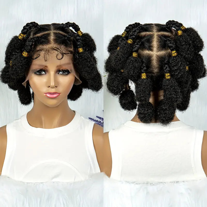 Full Double Lace Front Box Braided Wigs Knotless Cornrow Braids Lace Frontal Wig