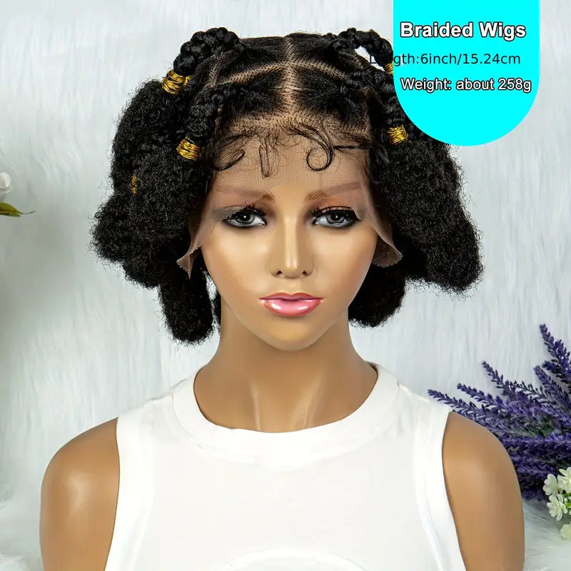 Full Double Lace Front Box Braided Wigs Knotless Cornrow Braids Lace Frontal Wig