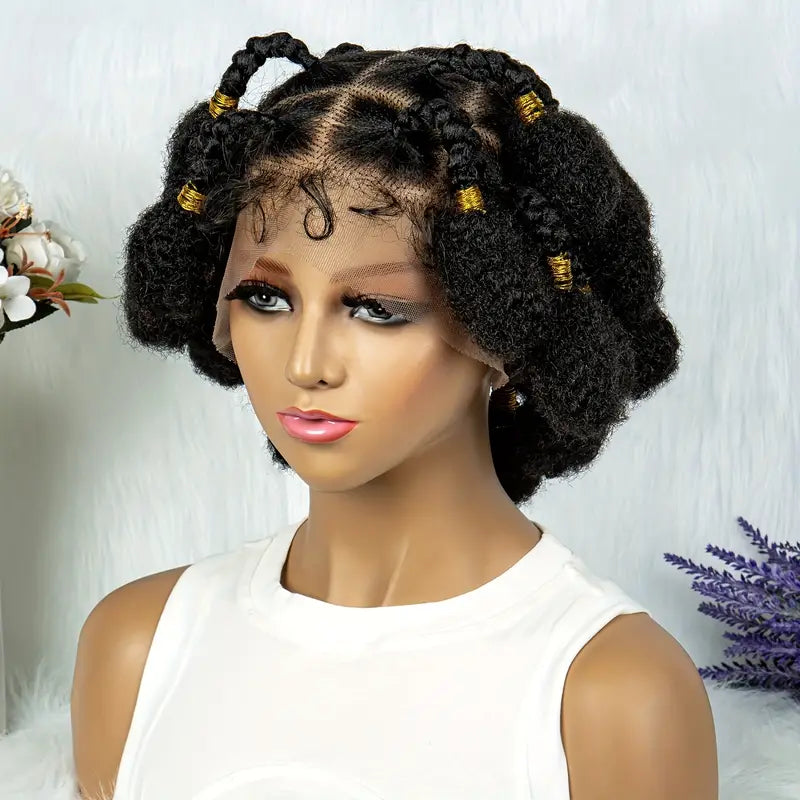 Full Double Lace Front Box Braided Wigs Knotless Cornrow Braids Lace Frontal Wig