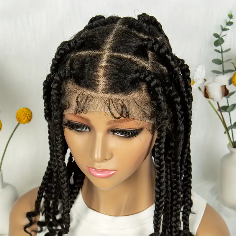 Full Double Lace Front Box Braided Wigs Knotless Cornrow Braids