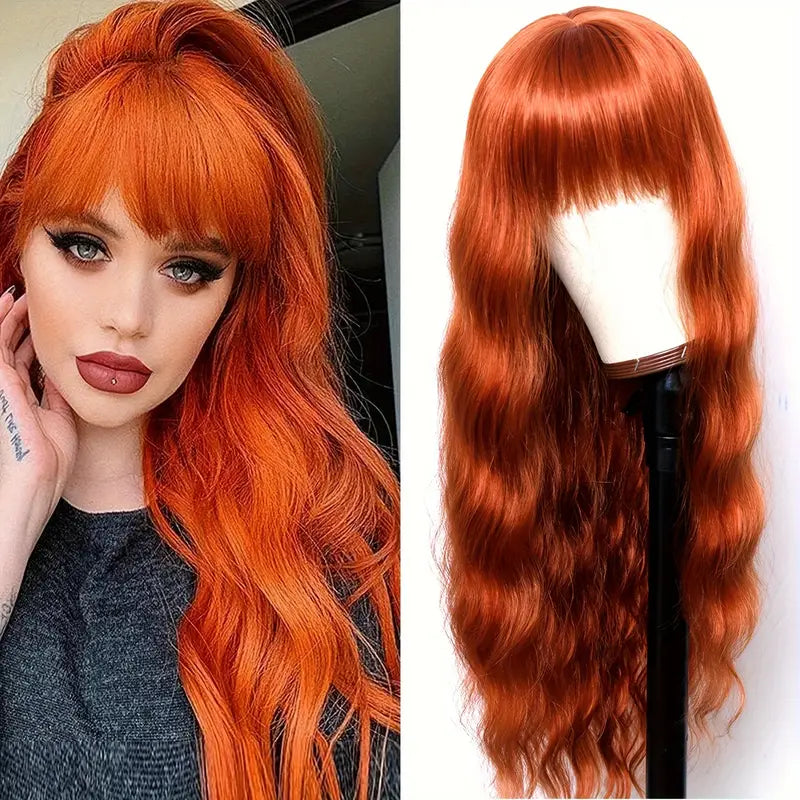 Ginger Orange Long Loose Curly Wave Lace Front Wig