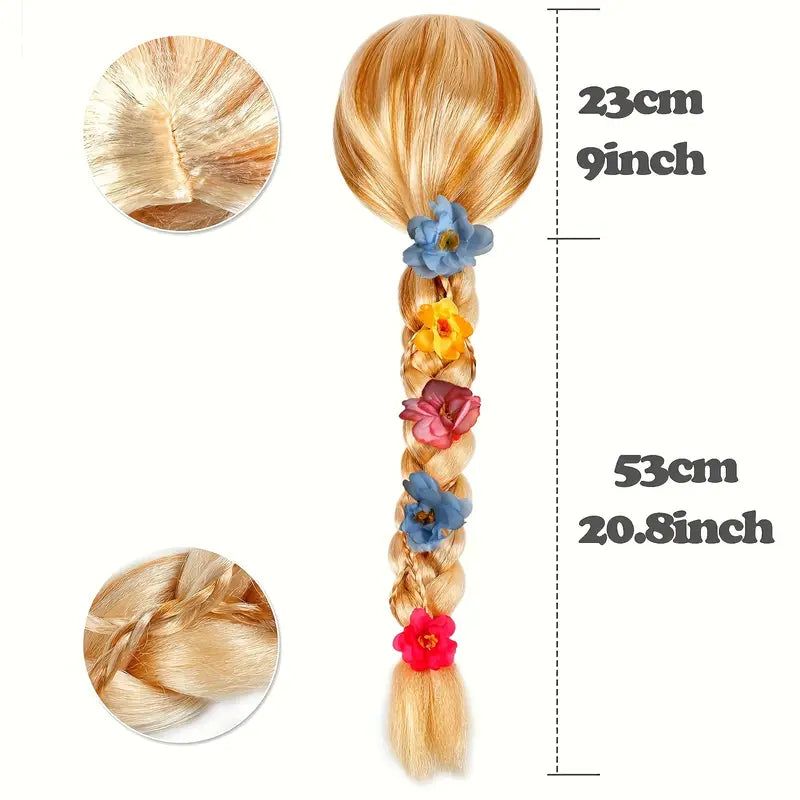 Girls' Enchanting Blonde Princess Wig with Tiara, Flower & Butterfly Pins