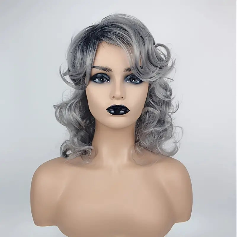 Glamorous Grey Shoulder-Length Curly Wig