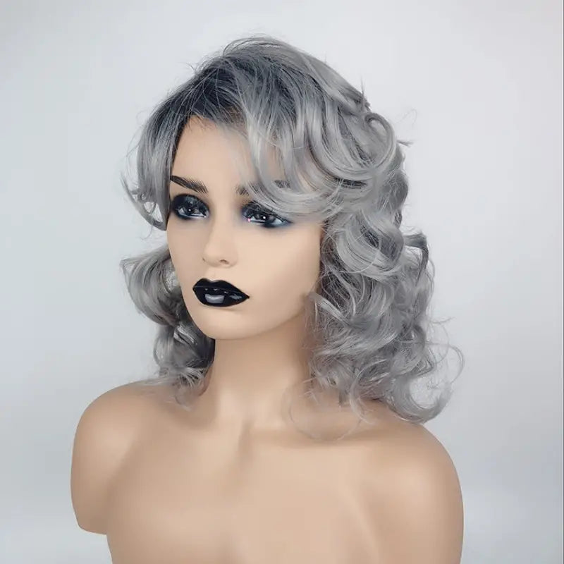 Glamorous Grey Shoulder-Length Curly Wig