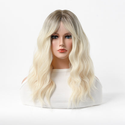 Golden Long Curly European-American Style Full Lace Wig