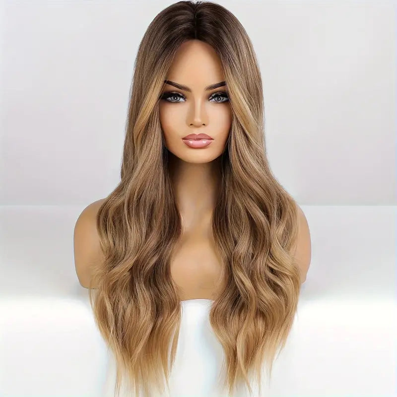 Gueless Synthetic Hair Long Wavy Wig - Ombre Brown/Blonde