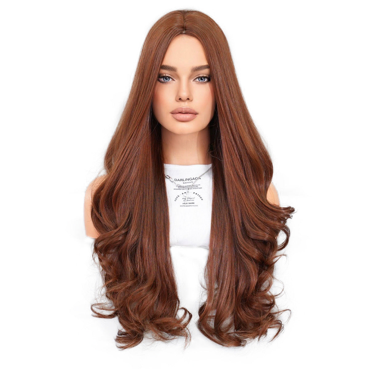 High Quality Long Brown Curly Wig for European and American Women