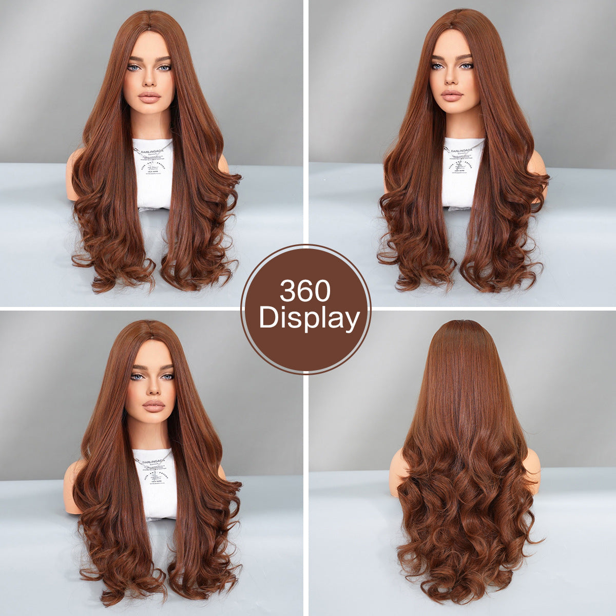 High Quality Long Brown Curly Wig for European and American Women