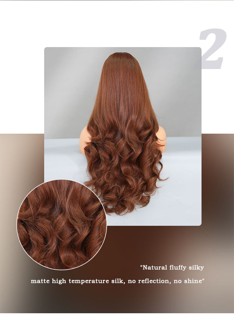 High Quality Long Brown Curly Wig for European and American Women