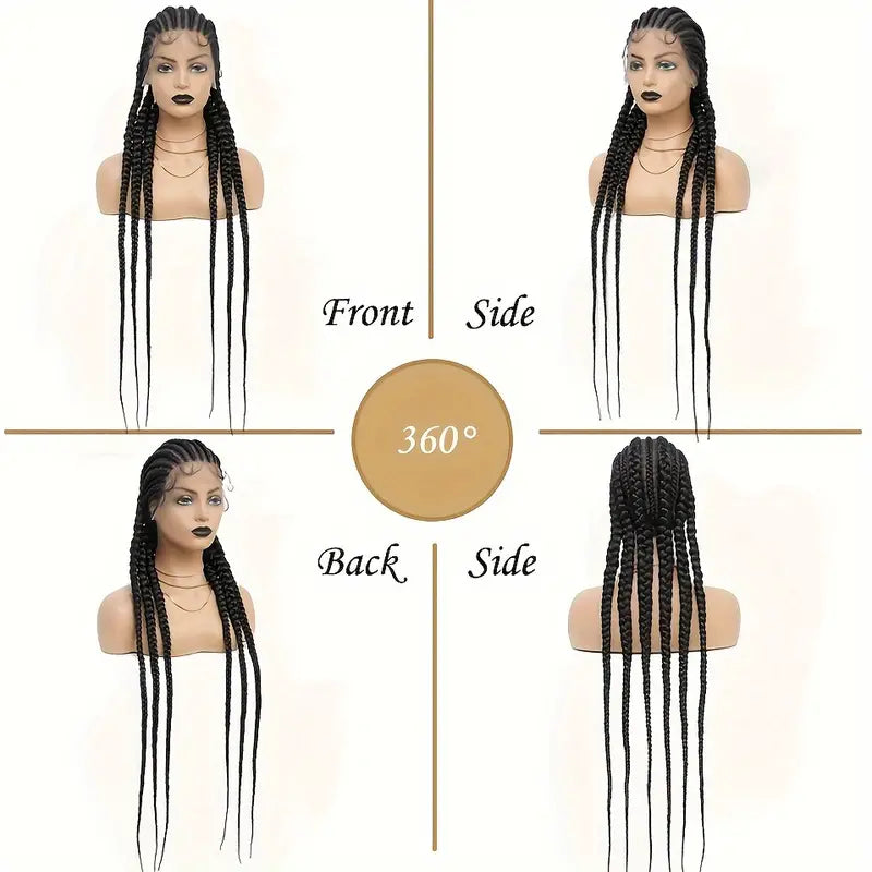 Jumbo Full Lace Front Braids Wig Knotless Cornrow Braided