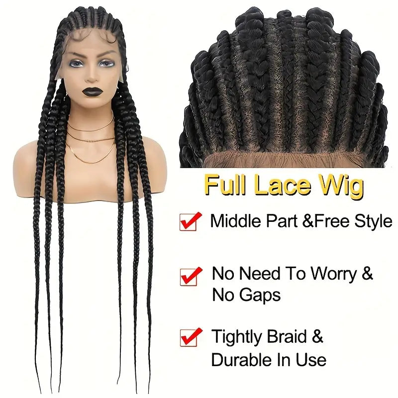 Jumbo Full Lace Front Braids Wig Knotless Cornrow Braided