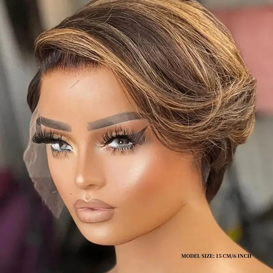 Lace Front Synthetic Pixie Cut Wig Short Natural Bob