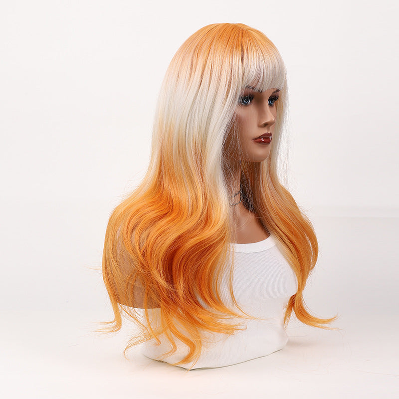 Long, Curly Wig with Headband – Full, Soft, Natural Bangs