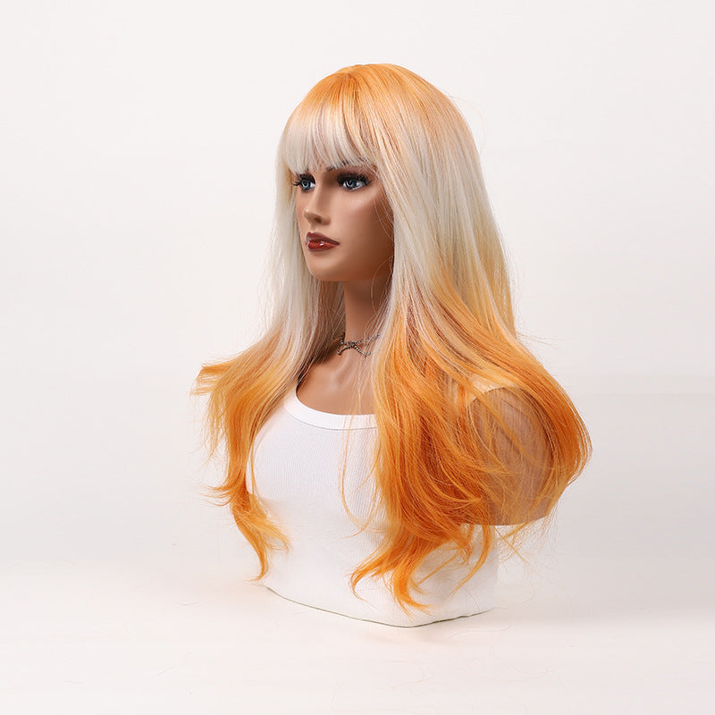 Long, Curly Wig with Headband – Full, Soft, Natural Bangs