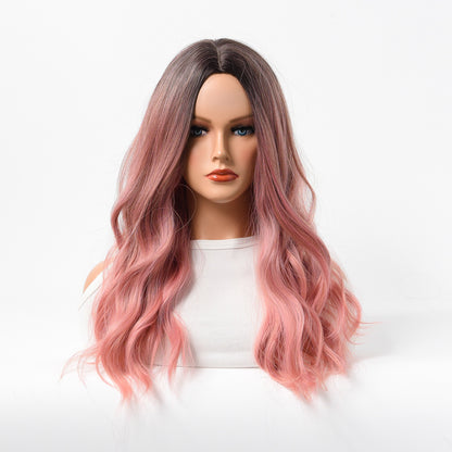 Long Pink Gradient Curly Wig