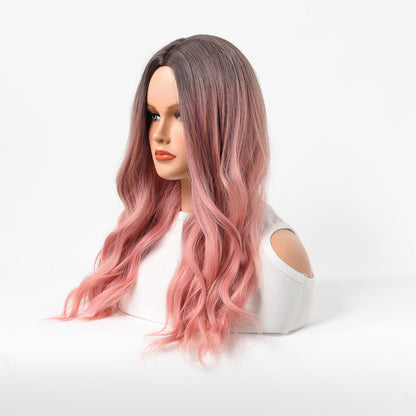 Long Pink Gradient Curly Wig