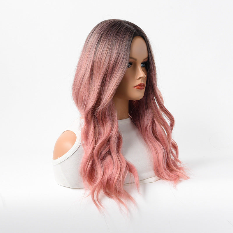 Long Pink Gradient Curly Wig