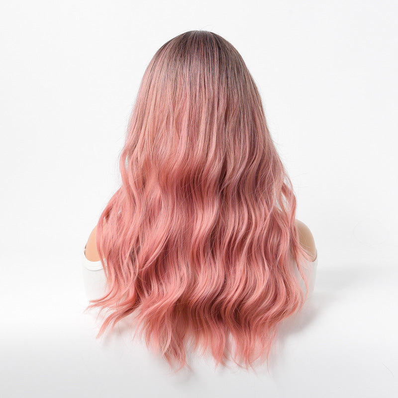 Long Pink Gradient Curly Wig